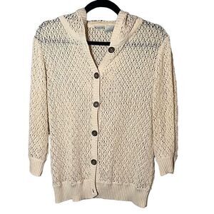 Rubbish Hooded Crochet Style Button Up Cardigan Size XL